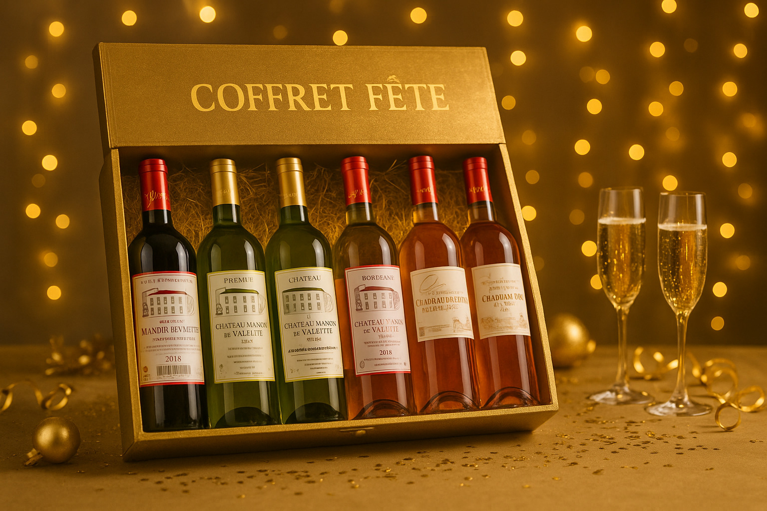 Coffret Fête – 6 bouteilles 100 % Manoir de Valette